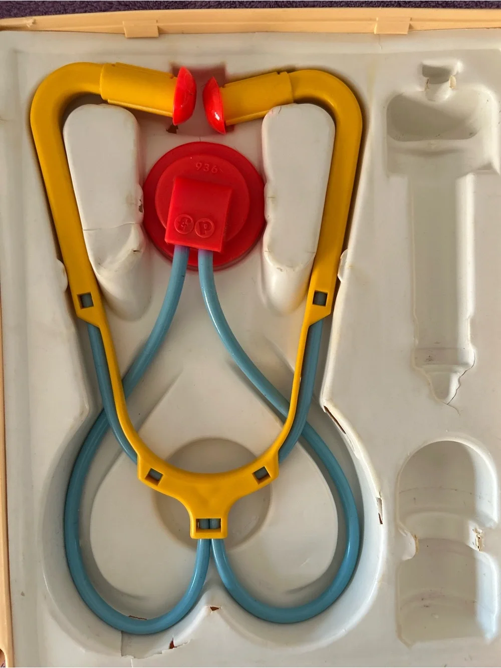 Vintage 1977 Fisher-Price Toys Doctor Nurse Medical Kit Bag Case 936 Made In USA